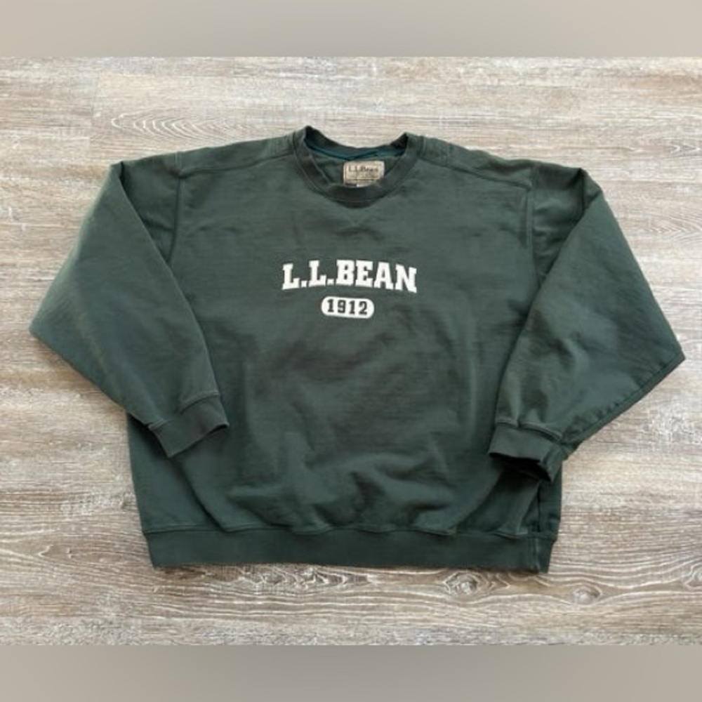 🌲 Vintage LL Bean Forest Green Crewneck Sweatshirt Embroidered Logo Y2K Sweater